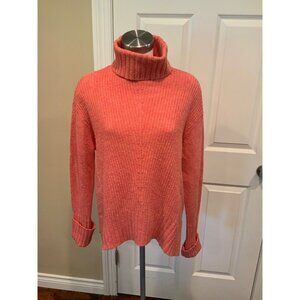 Moth Anthropologie Coral Pink Rib Knit Turtleneck Sweater, Size XS